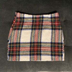 SHEIN Fleece Plaid Mini Skirt